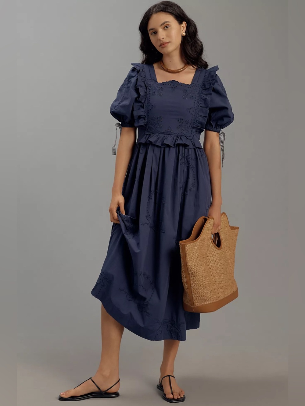 Damson Madder Rhea Midi Dress in Navy